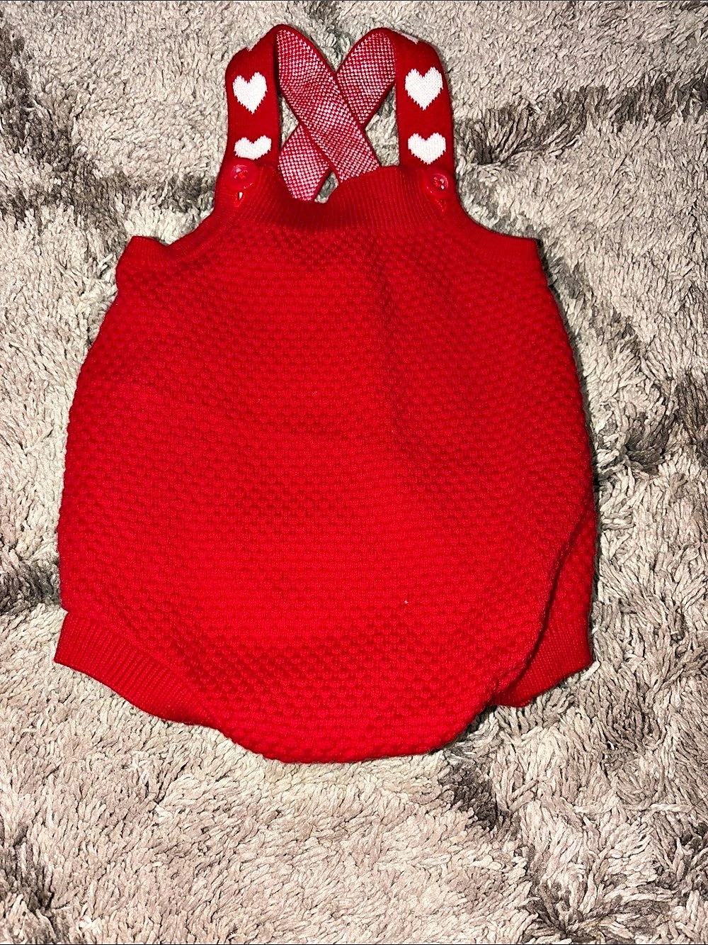 Cat & Jack Baby Red & White Knit Romper Like New